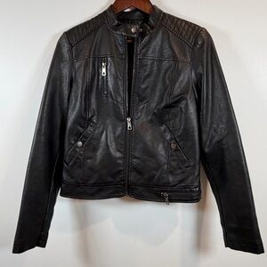 Women's Black Moto Faux Leather Jacket-NWT-Small